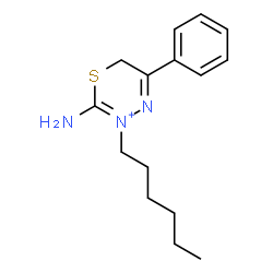 ChemSpider 2D Image | 2-Amino-3-hexyl-5-phenyl-6H-1,3,4-thiadiazin-3-ium | C15H22N3S