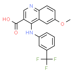 ChemSpider 2D Image | 6-Methoxy-4-{[3-(trifluoromethyl)phenyl]amino}-3-quinolinecarboxylic acid | C18H13F3N2O3