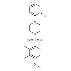 ChemSpider 2D Image | 1-(2-Chlorophenyl)-4-[(4-methoxy-2,3-dimethylphenyl)sulfonyl]piperazine | C19H23ClN2O3S