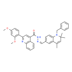 ChemSpider 2D Image | N'-[(Z)-(1-Benzyl-2,2,4-trimethyl-1,2-dihydro-6-quinolinyl)methylene]-2-(2,4-dimethoxyphenyl)-4-quinolinecarbohydrazide | C38H36N4O3
