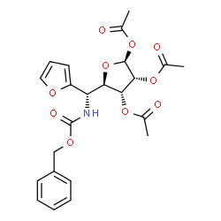 ChemSpider 2D Image | (2S,3R,4R,5R)-5-[(S)-{[(Benzyloxy)carbonyl]amino}(2-furyl)methyl]tetrahydrofuran-2,3,4-triyl triacetate | C23H25NO10