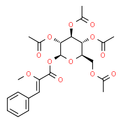 ChemSpider 2D Image | 2,3,4,6-Tetra-O-acetyl-1-O-[(2Z)-2-methoxy-3-phenyl-2-propenoyl]-beta-D-glucopyranose | C24H28O12