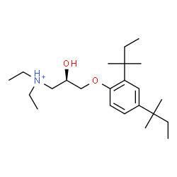 ChemSpider 2D Image | (2R)-3-[2,4-Bis(2-methyl-2-butanyl)phenoxy]-N,N-diethyl-2-hydroxy-1-propanaminium | C23H42NO2