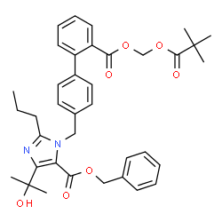 ChemSpider 2D Image | Benzyl 1-{[2'-({[(2,2-dimethylpropanoyl)oxy]methoxy}carbonyl)-4-biphenylyl]methyl}-4-(2-hydroxy-2-propanyl)-2-propyl-1H-imidazole-5-carboxylate | C37H42N2O7