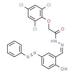 ChemSpider 2D Image | N'-[(Z)-{2-Hydroxy-5-[(E)-phenyldiazenyl]phenyl}methylene]-2-(2,4,6-trichlorophenoxy)acetohydrazide | C21H15Cl3N4O3