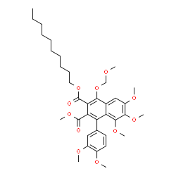 ChemSpider 2D Image | 2-Decyl 3-methyl 4-(3,4-dimethoxyphenyl)-5,6,7-trimethoxy-1-(methoxymethoxy)-2,3-naphthalenedicarboxylate | C36H48O11