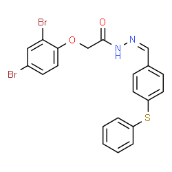 ChemSpider 2D Image | 2-(2,4-Dibromophenoxy)-N'-{(Z)-[4-(phenylsulfanyl)phenyl]methylene}acetohydrazide | C21H16Br2N2O2S