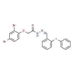 ChemSpider 2D Image | 2-(2,4-Dibromophenoxy)-N'-{(Z)-[2-(phenylsulfanyl)phenyl]methylene}acetohydrazide | C21H16Br2N2O2S