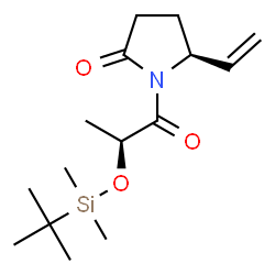 ChemSpider 2D Image | (5S)-1-[(2S)-2-{[Dimethyl(2-methyl-2-propanyl)silyl]oxy}propanoyl]-5-vinyl-2-pyrrolidinone | C15H27NO3Si