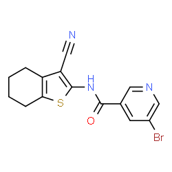 ChemSpider 2D Image | 5-Bromo-N-(3-cyano-4,5,6,7-tetrahydro-1-benzothiophen-2-yl)nicotinamide | C15H12BrN3OS