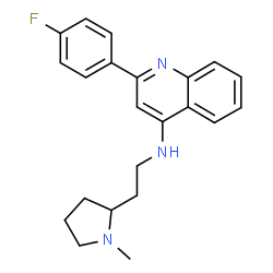 ChemSpider 2D Image | 2-(4-Fluorophenyl)-N-[2-(1-methyl-2-pyrrolidinyl)ethyl]-4-quinolinamine | C22H24FN3