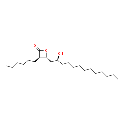 ChemSpider 2D Image | (3R,4R)-3-Hexyl-4-[(2S)-2-hydroxytridecyl]-2-oxetanone | C22H42O3