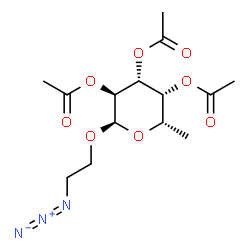 ChemSpider 2D Image | 2-Azidoethyl 2,3,4-tri-O-acetyl-6-deoxy-alpha-L-galactopyranoside | C14H21N3O8