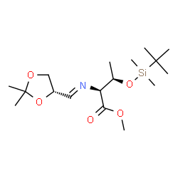 ChemSpider 2D Image | Methyl (E)-N-{[(4S)-2,2-dimethyl-1,3-dioxolan-4-yl]methylene}-O-[dimethyl(2-methyl-2-propanyl)silyl]-L-threoninate | C17H33NO5Si