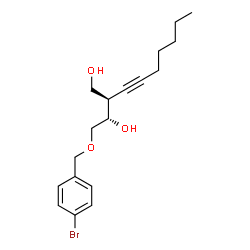ChemSpider 2D Image | (2R,3S)-4-[(4-Bromobenzyl)oxy]-2-(1-heptyn-1-yl)-1,3-butanediol | C18H25BrO3
