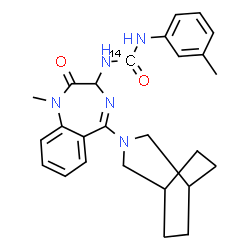 ChemSpider 2D Image | 1-[5-(3-Azabicyclo[3.2.2]non-3-yl)-1-methyl-2-oxo-2,3-dihydro-1H-1,4-benzodiazepin-3-yl]-3-(3-methylphenyl)(~14~C)urea | C2514CH31N5O2