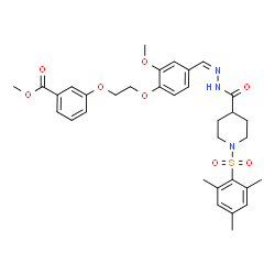 ChemSpider 2D Image | Methyl 3-(2-{4-[(Z)-({[1-(mesitylsulfonyl)-4-piperidinyl]carbonyl}hydrazono)methyl]-2-methoxyphenoxy}ethoxy)benzoate | C33H39N3O8S