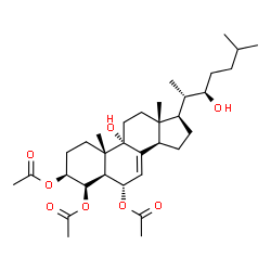 ChemSpider 2D Image | (3beta,4beta,5alpha,6alpha,22R)-9,22-Dihydroxycholest-7-ene-3,4,6-triyl triacetate | C33H52O8