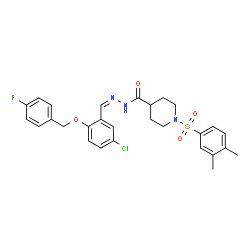 ChemSpider 2D Image | N'-[(Z)-{5-Chloro-2-[(4-fluorobenzyl)oxy]phenyl}methylene]-1-[(3,4-dimethylphenyl)sulfonyl]-4-piperidinecarbohydrazide | C28H29ClFN3O4S