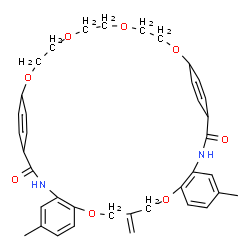 ChemSpider 2D Image | 6,18-Dimethyl-12-methylene-10,14,27,30,33,36-hexaoxa-3,21-diazapentacyclo[35.2.2.2~23,26~.0~4,9~.0~15,20~]tritetraconta-1(39),4,6,8,15,17,19,23,25,37,40,42-dodecaene-2,22-dione | C38H40N2O8