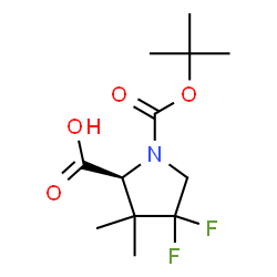 ChemSpider 2D Image | 4,4-Difluoro-3,3-dimethyl-1-{[(2-methyl-2-propanyl)oxy]carbonyl}-L-proline | C12H19F2NO4