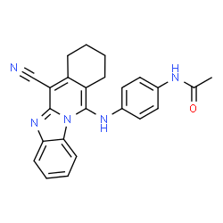 ChemSpider 2D Image | N-{4-[(6-Cyano-7,8,9,10-tetrahydrobenzimidazo[1,2-b]isoquinolin-11-yl)amino]phenyl}acetamide | C24H21N5O