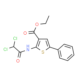 ChemSpider 2D Image | Ethyl 2-[(dichloroacetyl)amino]-5-phenyl-3-thiophenecarboxylate | C15H13Cl2NO3S