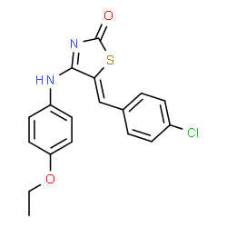 ChemSpider 2D Image | (5Z)-5-(4-Chlorobenzylidene)-4-[(4-ethoxyphenyl)amino]-1,3-thiazol-2(5H)-one | C18H15ClN2O2S