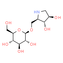 ChemSpider 2D Image | [(2R,3R,4R)-3,4-Dihydroxy-2-pyrrolidinyl]methyl Î²-D-glucopyranoside | C11H21NO8