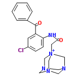 InChI=1/C21H22ClN5O2/c22-17-6-7-19(18(8-17)21(29)16-4-2-1-3-5-16)23-20(28)9-27-13-24-10-25(14-27)12-26(11-24)15-27/h1-8H,9-15H2/p+1