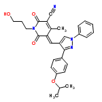 InChI=1/C29H28N4O4/c1-19(2)37-24-12-10-21(11-13-24)27-22(18-33(31-27)23-8-5-4-6-9-23)16-25-20(3)26(17-30)29(36)32(28(25)35)14-7-15-34/h4-6,8-13,16,18-19,34H,7,14-15H2,1-3H3/b25-16+