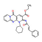 InChI=1/C29H28N4O4/c1-2-37-29(36)23-19-22-26(30-24-15-9-10-18-32(24)28(22)35)33(21-13-7-4-8-14-21)27(23)31-25(34)17-16-20-11-5-3-6-12-20/h3,5-6,9-12,15-19,21H,2,4,7-8,13-14H2,1H3/b17-16+,31-27-