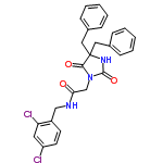 InChI=1/C26H23Cl2N3O3/c27-21-12-11-20(22(28)13-21)16-29-23(32)17-31-24(33)26(30-25(31)34,14-18-7-3-1-4-8-18)15-19-9-5-2-6-10-19/h1-13H,14-17H2,(H,29,32)(H,30,34)