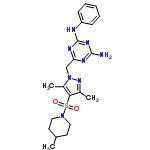 InChI=1/C21H28N8O2S/c1-14-9-11-28(12-10-14)32(30,31)19-15(2)27-29(16(19)3)13-18-24-20(22)26-21(25-18)23-17-7-5-4-6-8-17/h4-8,14H,9-13H2,1-3H3,(H3,22,23,24,25,26)