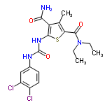 InChI=1/C18H20Cl2N4O3S/c1-4-24(5-2)17(26)14-9(3)13(15(21)25)16(28-14)23-18(27)22-10-6-7-11(19)12(20)8-10/h6-8H,4-5H2,1-3H3,(H2,21,25)(H2,22,23,27)