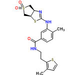 InChI=1/C20H23N3O3S3/c1-12-3-4-14(19(24)21-7-5-17-13(2)6-8-27-17)9-15(12)22-20-23-16-10-29(25,26)11-18(16)28-20/h3-4,6,8-9,16,18H,5,7,10-11H2,1-2H3,(H,21,24)(H,22,23)/t16-,18+/m1/s1