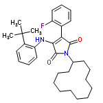 InChI=1/C32H41FN2O2/c1-32(2,3)25-20-14-16-22-27(25)34-29-28(24-19-13-15-21-26(24)33)30(36)35(31(29)37)23-17-11-9-7-5-4-6-8-10-12-18-23/h13-16,19-23,34H,4-12,17-18H2,1-3H3