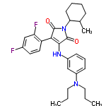 InChI=1/C29H35F2N3O2/c1-4-15-33(16-5-2)22-11-8-10-21(18-22)32-27-26(23-14-13-20(30)17-24(23)31)28(35)34(29(27)36)25-12-7-6-9-19(25)3/h8,10-11,13-14,17-19,25,32H,4-7,9,12,15-16H2,1-3H3