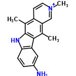 InChI=1/C18H17N3/c1-10-15-9-21(3)7-6-13(15)11(2)18-17(10)14-8-12(19)4-5-16(14)20-18/h4-9H,19H2,1-3H3/p+1