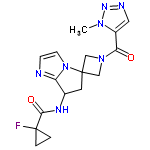 InChI=1/C16H18FN7O2/c1-22-11(7-19-21-22)13(25)23-8-15(9-23)6-10(12-18-4-5-24(12)15)20-14(26)16(17)2-3-16/h4-5,7,10H,2-3,6,8-9H2,1H3,(H,20,26)