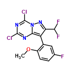 InChI=1/C13H7Cl2F3N4O/c1-23-7-3-2-5(16)4-6(7)8-9(10(17)18)21-22-11(8)19-12(14)20-13(22)15/h2-4,10H,1H3