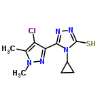 InChI=1/C10H12ClN5S/c1-5-7(11)8(14-15(5)2)9-12-13-10(17)16(9)6-3-4-6/h6H,3-4H2,1-2H3,(H,13,17)