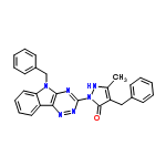 InChI=1/C27H22N6O/c1-18-22(16-19-10-4-2-5-11-19)26(34)33(31-18)27-28-25-24(29-30-27)21-14-8-9-15-23(21)32(25)17-20-12-6-3-7-13-20/h2-15,31H,16-17H2,1H3