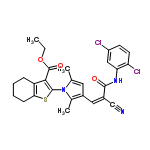 InChI=1/C27H25Cl2N3O3S/c1-4-35-27(34)24-20-7-5-6-8-23(20)36-26(24)32-15(2)11-17(16(32)3)12-18(14-30)25(33)31-22-13-19(28)9-10-21(22)29/h9-13H,4-8H2,1-3H3,(H,31,33)/b18-12-