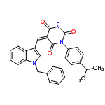 InChI=1/C29H25N3O3/c1-19(2)21-12-14-23(15-13-21)32-28(34)25(27(33)30-29(32)35)16-22-18-31(17-20-8-4-3-5-9-20)26-11-7-6-10-24(22)26/h3-16,18-19H,17H2,1-2H3,(H,30,33,35)/b25-16-