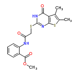 InChI=1/C18H17N3O4S2/c1-9-10(2)27-16-14(9)15(23)20-18(21-16)26-8-13(22)19-12-7-5-4-6-11(12)17(24)25-3/h4-7H,8H2,1-3H3,(H,19,22)(H,20,21,23)