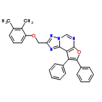 InChI=1/C28H22N4O2/c1-18-10-9-15-22(19(18)2)33-16-23-30-27-25-24(20-11-5-3-6-12-20)26(21-13-7-4-8-14-21)34-28(25)29-17-32(27)31-23/h3-15,17H,16H2,1-2H3