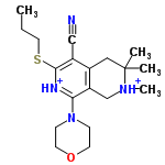 InChI=1/C19H28N4OS/c1-5-10-25-18-15(12-20)14-11-19(2,3)22(4)13-16(14)17(21-18)23-6-8-24-9-7-23/h5-11,13H2,1-4H3/p+2