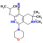 InChI=1/C19H28N4OS/c1-13(2)25-18-15(11-20)14-10-19(3,4)22(5)12-16(14)17(21-18)23-6-8-24-9-7-23/h13H,6-10,12H2,1-5H3/p+2