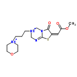 InChI=1/C15H22N4O4S/c1-22-13(20)9-12-14(21)19-11-18(10-16-15(19)24-12)4-2-3-17-5-7-23-8-6-17/h9H,2-8,10-11H2,1H3/p+2/b12-9+